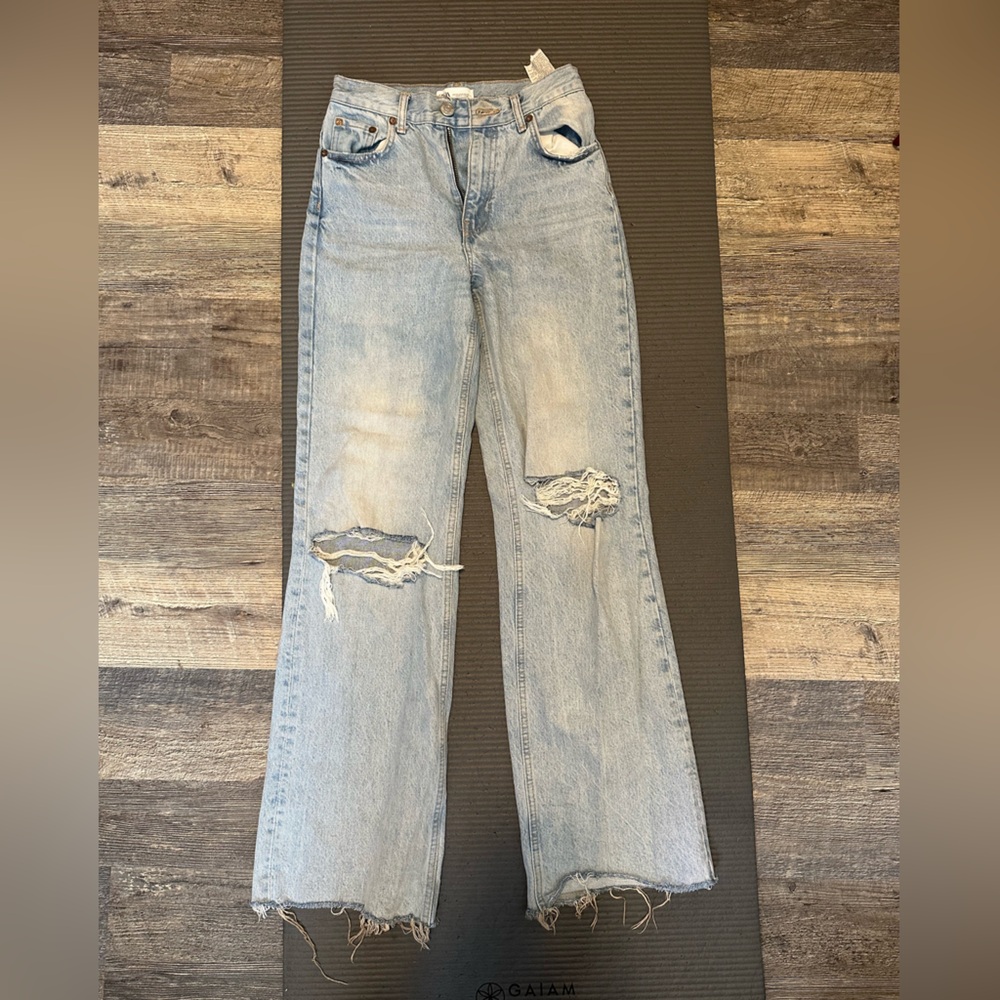 Zara Distressed Light Blue Jeans